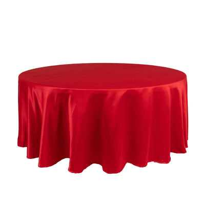 Lamour Satin 108’’ Round Tablecloth Red - Durable & Silk-Like Table Cover - Tablecloths