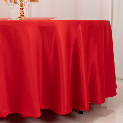 Lamour Satin 108’’ Round Tablecloth Red - Durable & Silk-Like Table Cover - Tablecloths