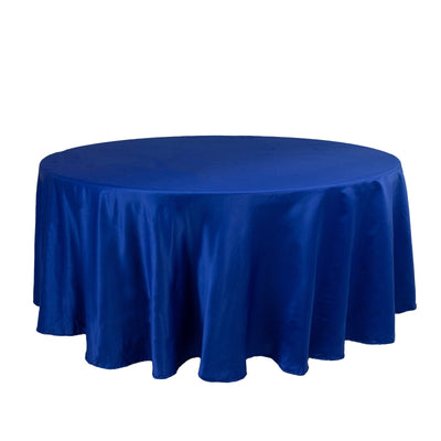 Lamour Satin 108’’ Round Tablecloth Royal Blue - Durable & Silk-Like Table Cover - Tablecloths