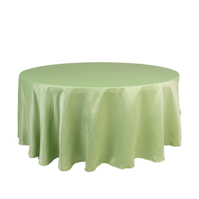 Lamour Satin 108’’ Round Tablecloth Sage Green - Durable & Silk-Like Table Cover - Tablecloths