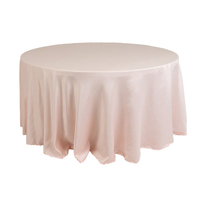 Lamour Satin 120’’ Round Tablecloth Blush - Seamless Table Cover with Soft Tempered Sheen - Tablecloths