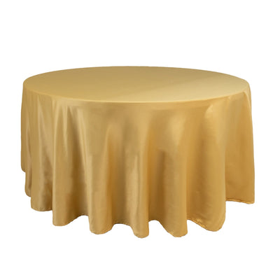Lamour Satin 120’’ Round Tablecloth Champagne - Seamless Table Cover with Soft Tempered Sheen - Tablecloths