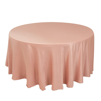 Lamour Satin 120" Round Tablecloth Dusty Rose - Seamless Table Cover with Soft Tempered Sheen