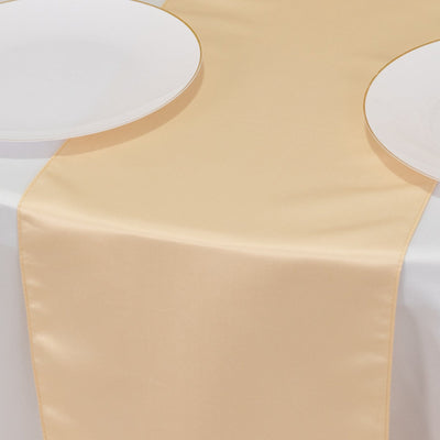Lamour Satin 12"x108" Table Runner Beige - Smooth & Lustrous Finish