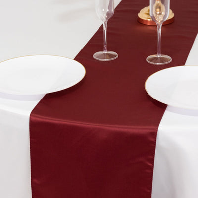 Lamour Satin 12’’x108’’ Table Runner Burgundy - Smooth & Lustrous Finish - Runners