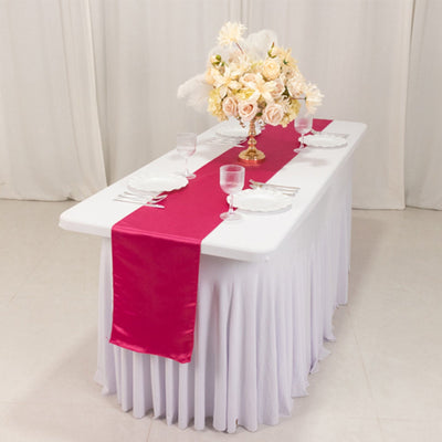 Lamour Satin 12’’x108’’ Table Runner Fuchsia - Smooth & Lustrous Finish - Runners