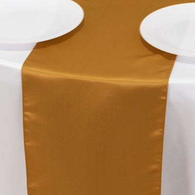 Lamour Satin 12’’x108’’ Table Runner Gold - Smooth & Lustrous Wedding Decor - Runners