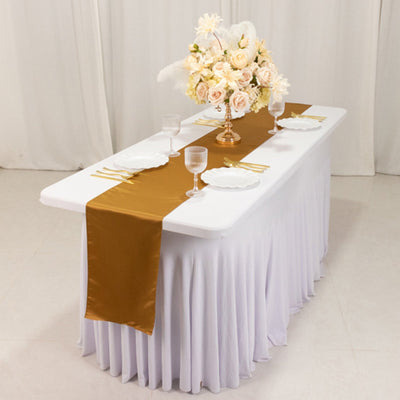 Lamour Satin 12’’x108’’ Table Runner Gold - Smooth & Lustrous Wedding Decor - Runners