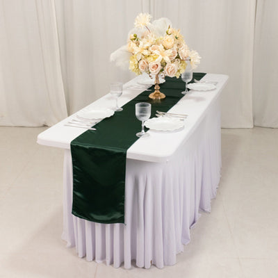 Lamour Satin 12’’x108’’ Table Runner Hunter Emerald Green - Smooth & Lustrous Finish - Runners
