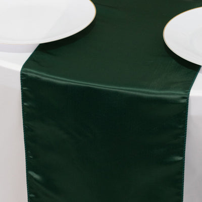 Lamour Satin 12"x108" Table Runner Hunter Emerald Green - Smooth & Lustrous Finish