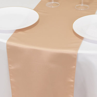 Lamour Satin 12"x108" Table Runner Nude - Smooth & Lustrous Finish