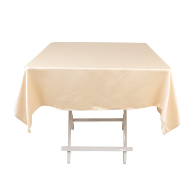 Lamour Satin 54’’x54’’ Square Tablecloth Beige - Durable & Silk-Like Table Cover - Tablecloths