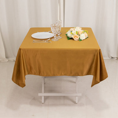 Lamour Satin 54’’x54’’ Square Tablecloth Gold - Durable & Silk-Like Table Cover - Tablecloths