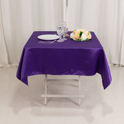 Lamour Satin 54’’x54’’ Square Tablecloth Purple - Durable & Silk-Like Table Cover - Tablecloths