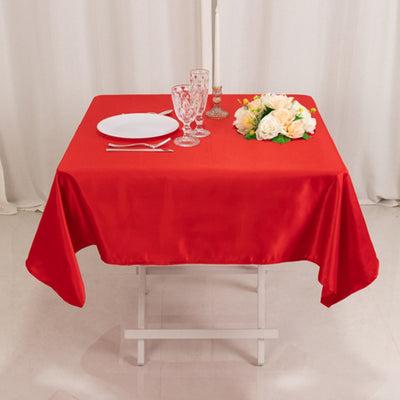 Lamour Satin 54’’x54’’ Square Tablecloth Red - Durable & Silk-Like Table Cover - Tablecloths