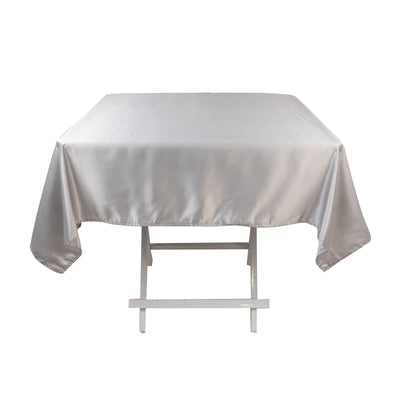 Lamour Satin 54’’x54’’ Square Tablecloth Silver - Durable & Silk-Like Table Cover - Tablecloths