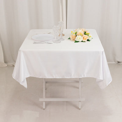 Lamour Satin 54’’x54’’ Square Tablecloth White - Durable & Silk-Like Table Cover for Weddings & Parties - Tablecloths