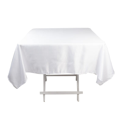 Lamour Satin 54’’x54’’ Square Tablecloth White - Durable & Silk-Like Table Cover for Weddings & Parties - Tablecloths