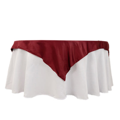 Lamour Satin 54’’x54’’ Table Overlay Square Tablecloth Burgundy - Durable & Silk-Like Table Cover - Overlays