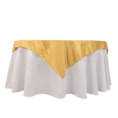 Lamour Satin 54’’x54’’ Table Overlay Square Tablecloth Champagne - Durable & Silk-Like Table Cover - Overlays