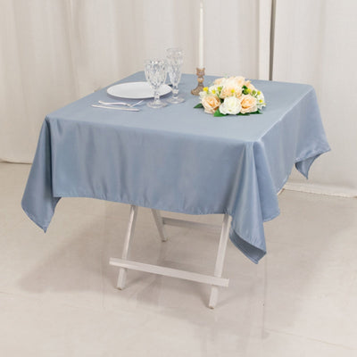 Lamour Satin 54’’x54’’ Table Overlay Square Tablecloth Dusty Blue - Durable & Silk-Like Table Cover - Overlays