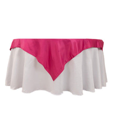 Lamour Satin 54’’x54’’ Table Overlay Square Tablecloth Fuchsia - Durable & Silk-Like Table Cover - Overlays