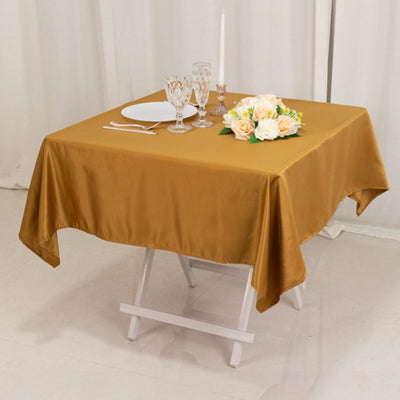 Lamour Satin 54’’x54’’ Table Overlay Square Tablecloth Gold - Durable & Silk-Like Table Cover for Weddings & Parties