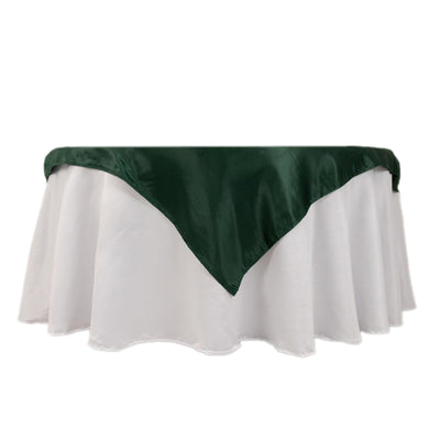 Lamour Satin 54’’x54’’ Table Overlay Square Tablecloth Hunter Emerald - Durable & Silk-Like Table Cover - Overlays