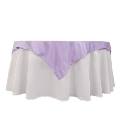 Lamour Satin 54’’x54’’ Table Overlay Square Tablecloth Lavender Lilac - Durable & Silk-Like Table Cover - Overlays