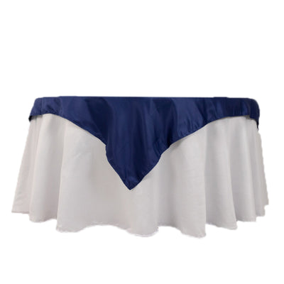 Lamour Satin 54’’x54’’ Table Overlay Square Tablecloth Navy Blue - Durable & Silk-Like Table Cover - Overlays