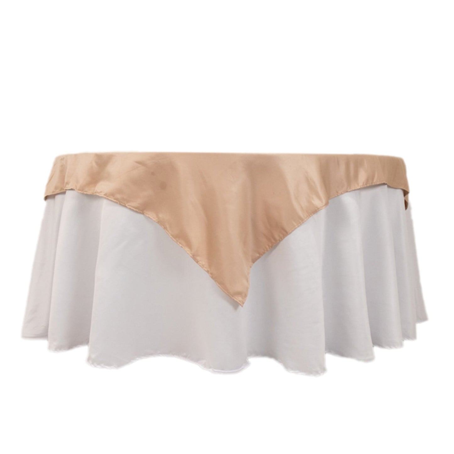 Lamour Satin 54"x54" Table Overlay Square Tablecloth Nude - Durable & Silk-Like Table Cover