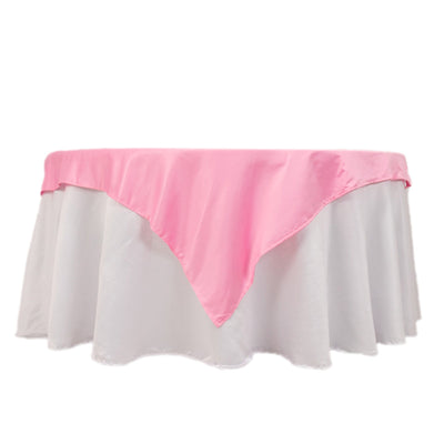 Lamour Satin 54’’x54’’ Table Overlay Square Tablecloth Pink - Durable & Silk-Like Table Cover - Overlays