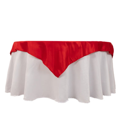 Lamour Satin 54’’x54’’ Table Overlay Square Tablecloth Red - Durable & Silk-Like Table Cover - Overlays
