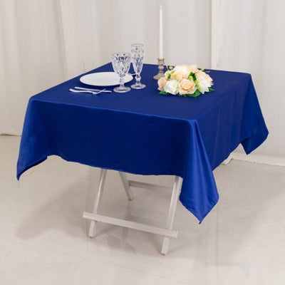 Lamour Satin 54’’x54’’ Table Overlay Square Tablecloth Royal Blue - Durable & Silk-Like Table Cover - Overlays