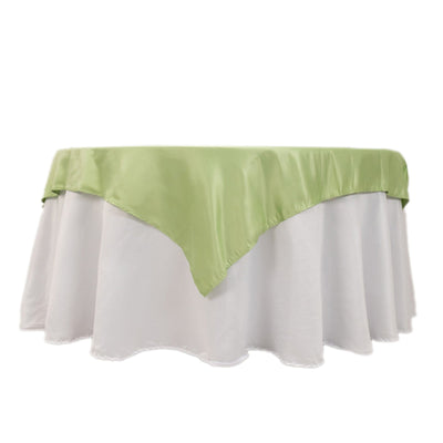 Lamour Satin 54’’x54’’ Table Overlay Square Tablecloth Sage Green - Durable & Silk-Like Table Cover - Overlays