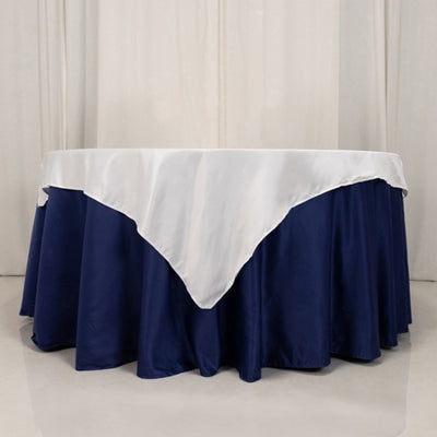 Lamour Satin 54’’x54’’ Table Overlay Square Tablecloth White - Durable & Silk-Like Table Cover for Weddings & Parties
