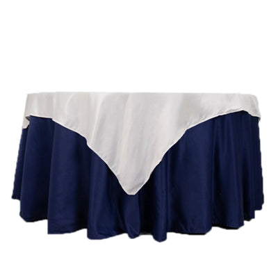 Lamour Satin 54’’x54’’ Table Overlay Square Tablecloth White - Durable & Silk-Like Table Cover for Weddings & Parties