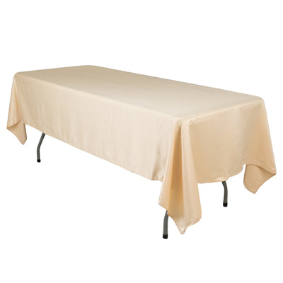 Lamour Satin 60’’x102’’ Rectangle Tablecloth Beige - Durable & Silky Soft Feel Table Cover - Tablecloths