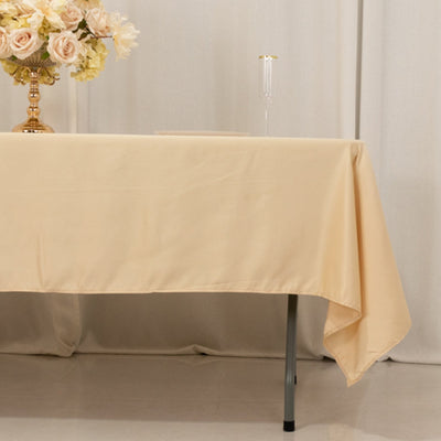 Lamour Satin 60’’x102’’ Rectangle Tablecloth Beige - Durable & Silky Soft Feel Table Cover - Tablecloths