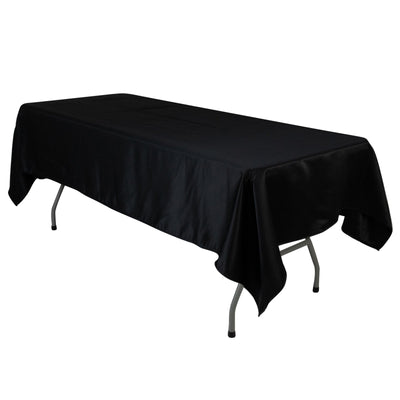 Lamour Satin 60’’x102’’ Rectangle Tablecloth Black - Durable & Silky Soft Feel Table Cover for Weddings & Banquets