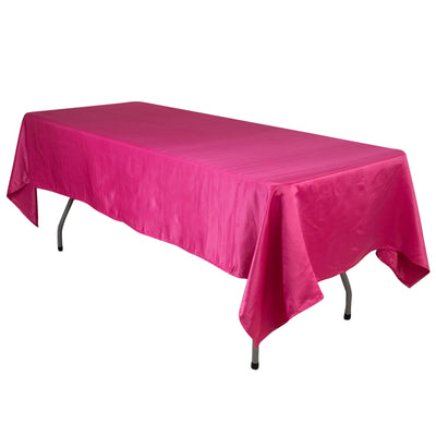 Lamour Satin 60’’x102’’ Rectangle Tablecloth Fuchsia - Durable & Silky Soft Feel Table Cover - Tablecloths