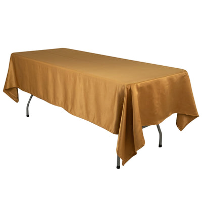 Lamour Satin 60’’x102’’ Rectangle Tablecloth Gold - Durable & Silky Soft Feel Table Cover for Weddings & Banquets