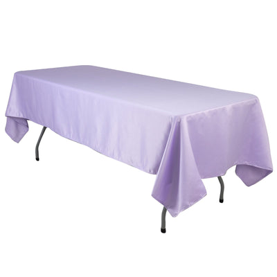 Lamour Satin 60’’x102’’ Rectangle Tablecloth Lavender Lilac - Durable & Silky Soft Feel Table Cover - Tablecloths