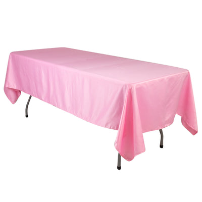 Lamour Satin 60’’x102’’ Rectangle Tablecloth Pink - Durable & Silky Soft Feel Table Cover - Tablecloths