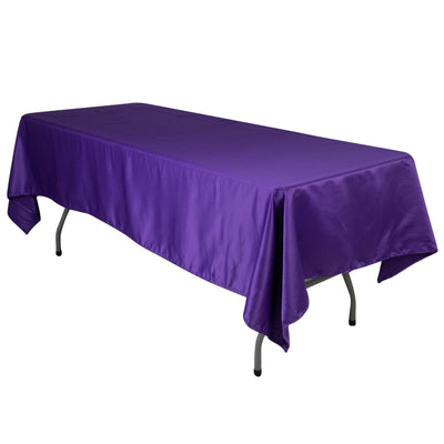 Lamour Satin 60’’x102’’ Rectangle Tablecloth Purple - Durable & Silky Soft Feel Table Cover - Tablecloths