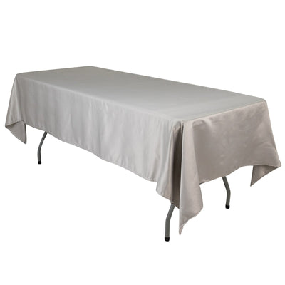 Lamour Satin 60’’x102’’ Rectangle Tablecloth Silver - Durable & Silky Soft Feel Table Cover - Tablecloths