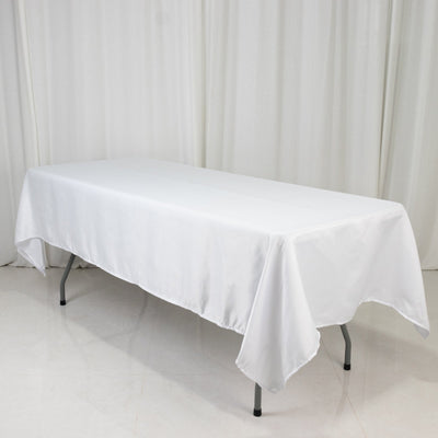 Lamour Satin 60’’x102’’ Rectangle Tablecloth White - Durable & Silky Soft Feel Table Cover for Weddings & Banquets