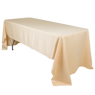 Lamour Satin 60’’x126’’ Rectangle Tablecloth Beige - Soft & Silk-Like Table Cover - Tablecloths