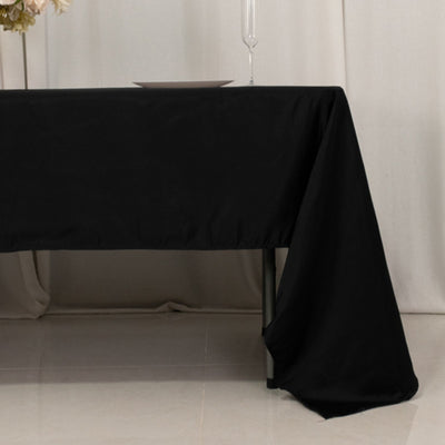 Lamour Satin 60’’x126’’ Rectangle Tablecloth Black - Soft & Silk-Like Table Cover for Upscale Dining - Tablecloths
