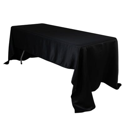 Lamour Satin 60’’x126’’ Rectangle Tablecloth Black - Soft & Silk-Like Table Cover for Upscale Dining - Tablecloths